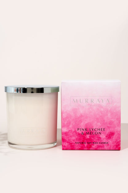 Scented Soy Wax Candles Pink Lychee & Melon
